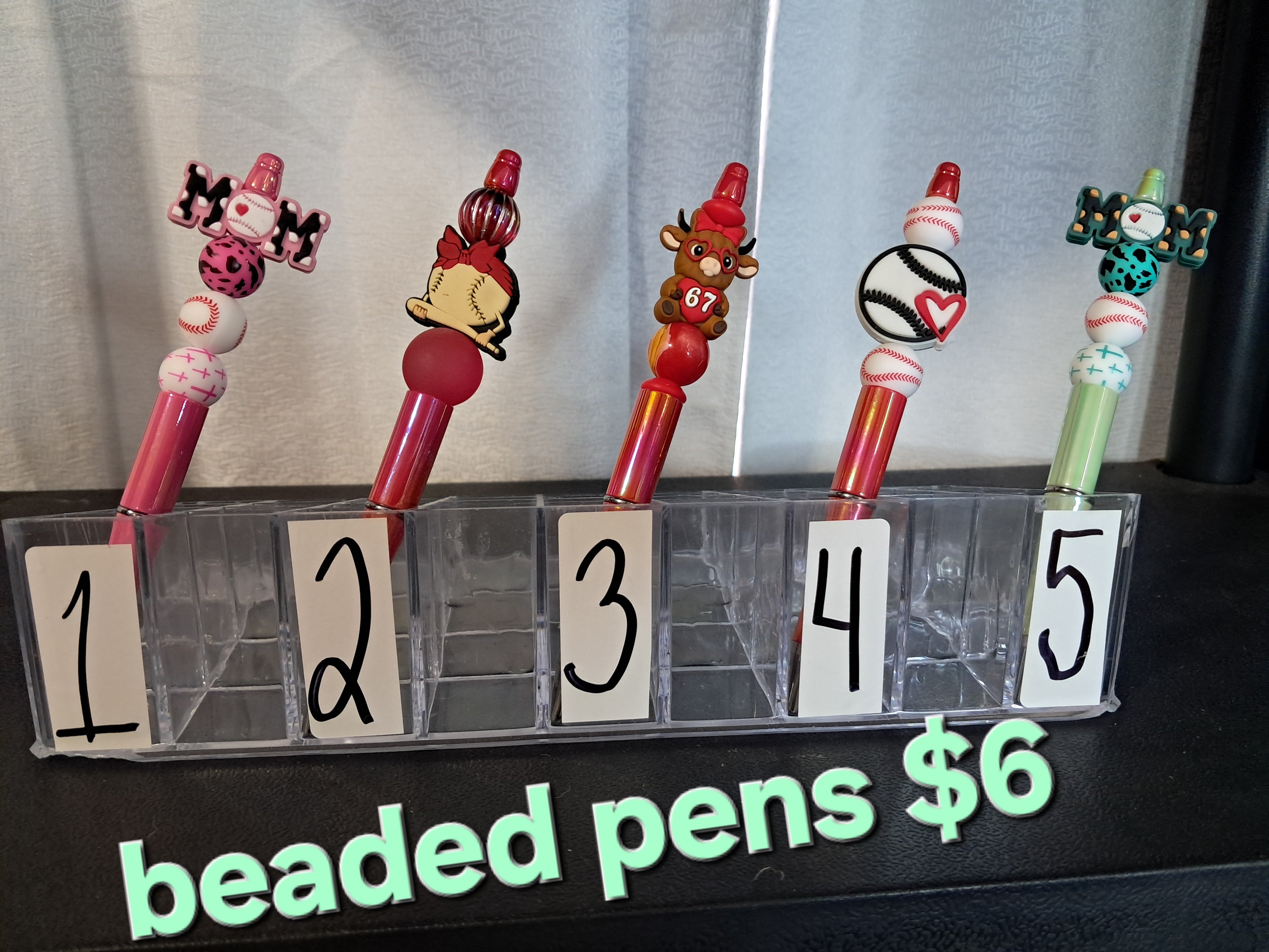 Baseball beaded pens 6-7 cow